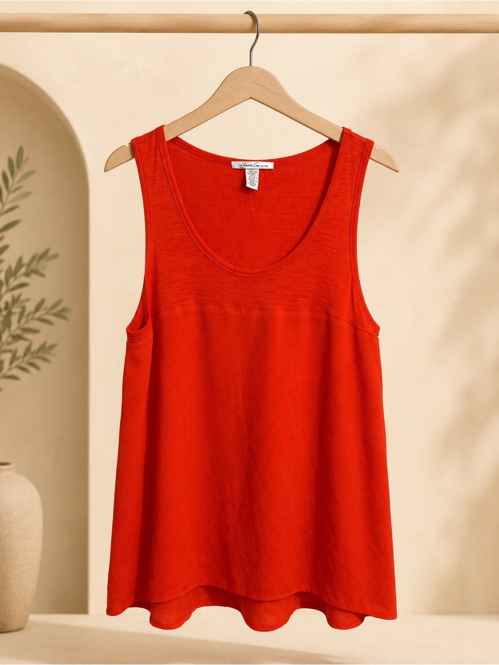 Kenneth Cole New York Red Orange High Low Tank Top Size M
